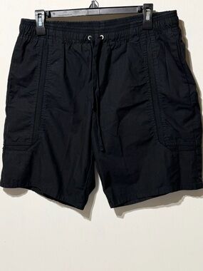 John Elliott Cotton Poplin Frame Black Drawstring Shorts